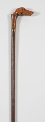 Canne décorative à fût en rondelles de carton, le pommeau équerre en b - Photo 1