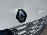 a close up of the front grille of a white car