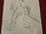 dessin représentant un homme avec une batte de baseball et dessin représentant un homme avec une batte de baseball
