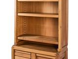an image of a wooden bookcase with two drawers and a shelf