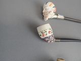 three different types of pipe heads on a gray surface