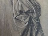 an old drawing of a man in a robe and hat
