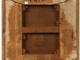an old picture of a wooden frame with a picture on it