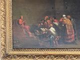 a painting of a group of people sitting around a table