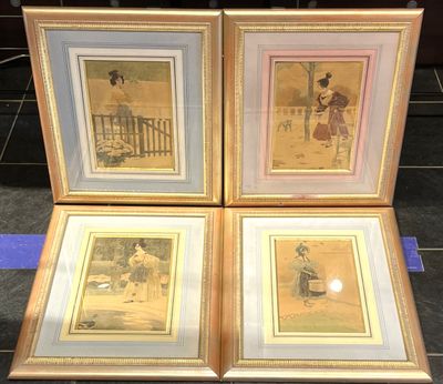 D'après Henry MORIN. Suite de 4 tirages couleurs "Elégantes …