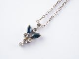 sterling silver necklace with blue crystal flower pendant