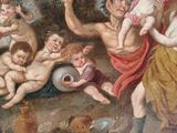 a painting of a group of children playing with a jug
