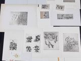 a lot of drawings that are on the table