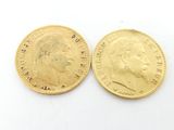 deux pièces d'or sur lesquelles figurent les portraits d'un homme et d'une femme
