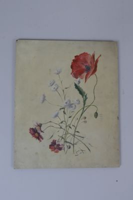E. DEBRAINE (XIX-XX° siècle) « Fleurs des champs » Huile sur…