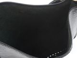 a close up of the inside of a black leather purse