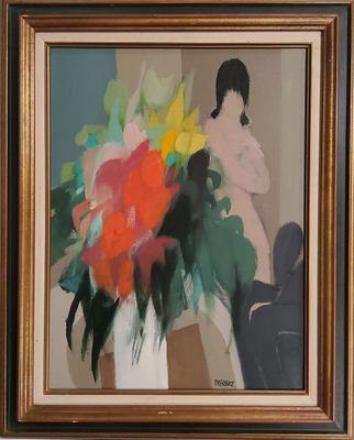 DEFOSSEZ Alfred (1932). ” Femme au bouquet”.