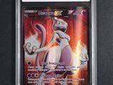 a close up of a card in a plastic case on a table
