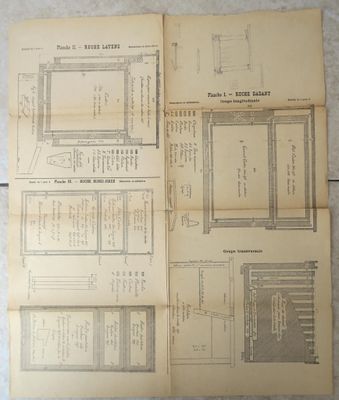 quatre pages de plans représentant une cuisine et une salle à manger, tirées d'un livre