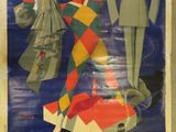 une affiche représentant un clown en costume-cravate