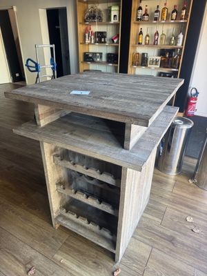 4 tables hautes pin teinté double face avec casier inférieur… - Photo 1