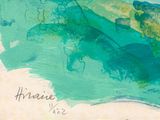 an image of a watercolor painting of a mountain with a sky background