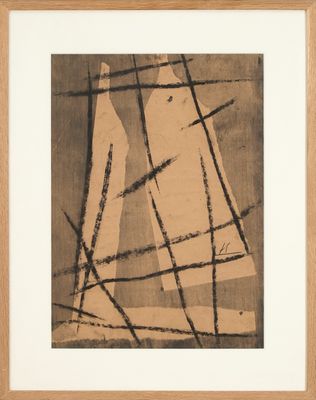 Jean Signovert (1919-1981) Composition abstraite Fusain et e…