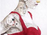 un tableau représentant une femme avec des tatouages sur le bras
