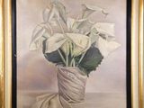 une peinture de fleurs dans un vase sur une table