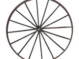 an image of a large metal wheel with spokes on a white background