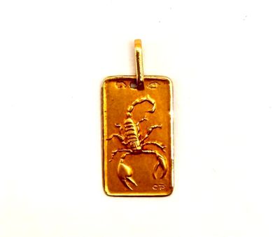 gold zodiac sign pendant with a scorpion on it