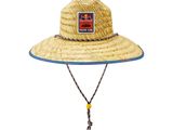 a close up of a straw hat on a white background