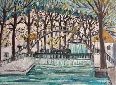 SAVARY Robert (1920-2000). "Canal Saint Martin"