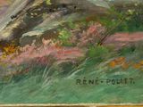 an oil painting of a horse grazing in a field of flowers