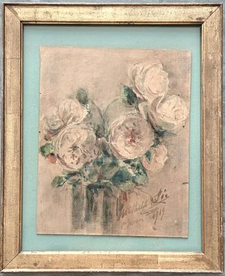 Mathilde SEE (1864-1935). Bouquet de roses, 1 janvier 1919