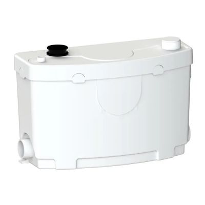 boîte de rangement en plastique blanche avec un couvercle noir, sur fond blanc