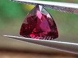 un diamant rouge maintenu par une pince