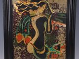 an image of a painting of a woman in a black frame