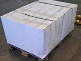 a large white box on a pallet in a warehouse