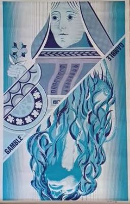 tableau représentant une femme en robe bleue tenant une cigarette et un briquet