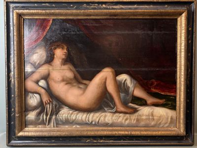 D'APRES TITIEN Vénus allongée Huile sur panneau