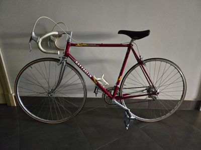 un vélo appuyé contre un mur dans une pièce