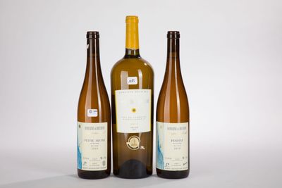 trois bouteilles de vin posées l'une à côté de l'autre sur une table
