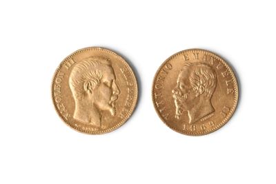 deux pièces d'or à l'effigie d'un homme et d'une femme