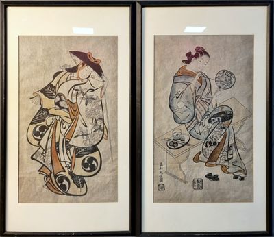 JAPON - XXe siècle. Deux estampes : - D'après Torii Kiyonibu…