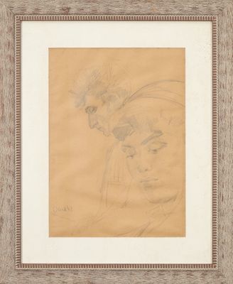 un vieux dessin représentant un homme et une femme en robe