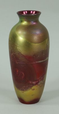 MASSIER, VASE balustre en céramique à décor émaillé violine …