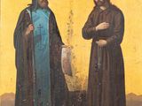 an image of a painting of two men standing next to each other