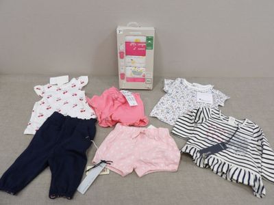 beaucoup de vêtements et une boîte de vêtements par terre