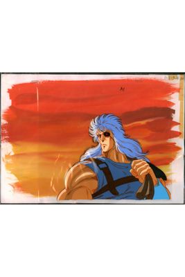an image of a painting of a man with blue hair