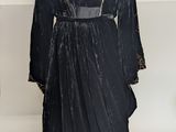 black velvet evening dress with gold flowers