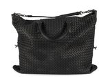 un sac noir tissé muni d'une anse en chaîne et d'une bandoulière