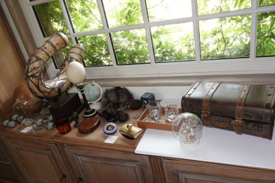 a table with a lot of items on it