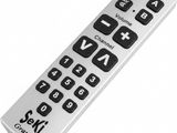 a close up of a remote control on a white background