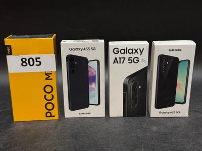 three samsung galaxy a7s and a galaxy a7s are in the box